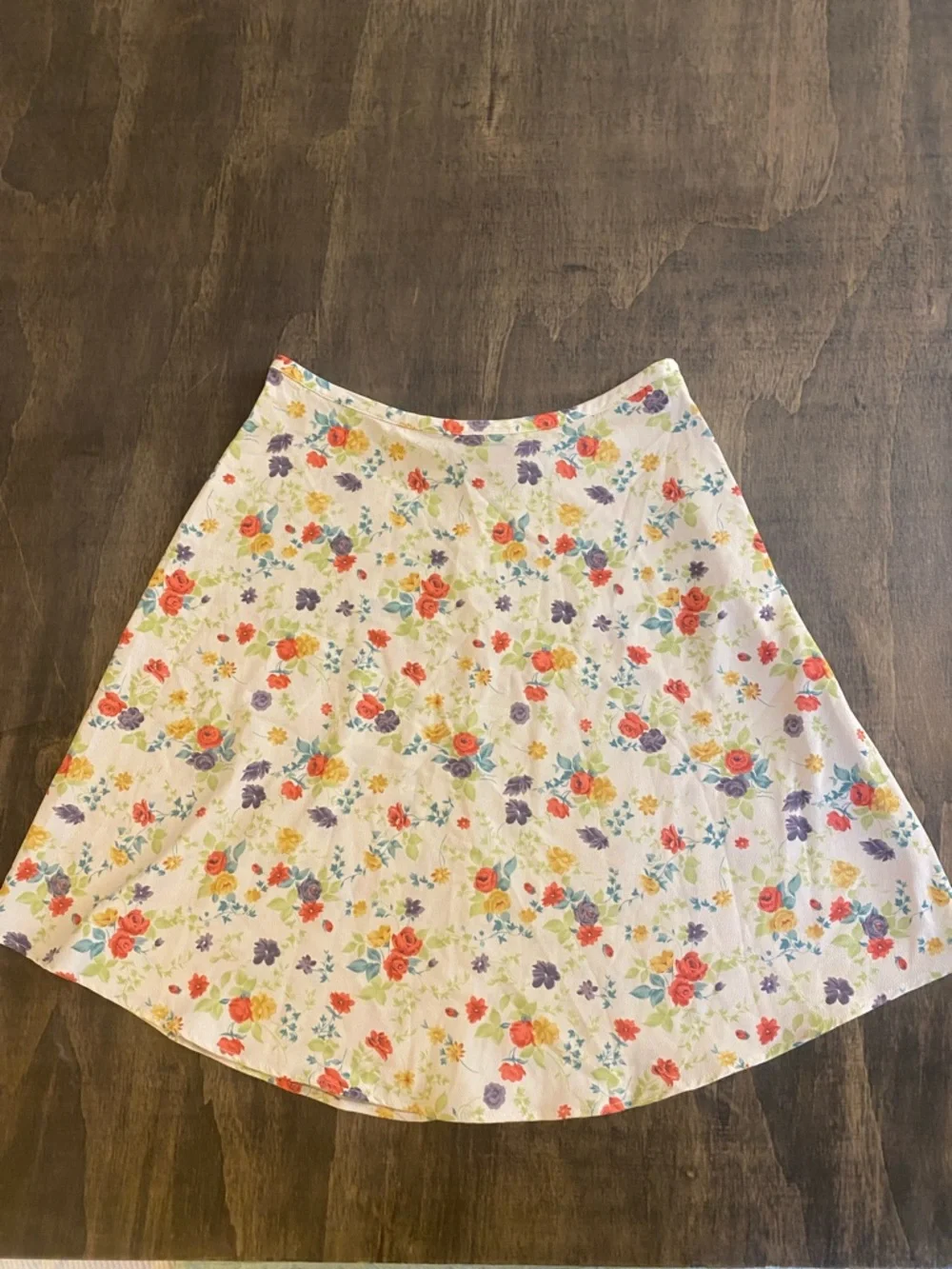 Vintage Cream Floral A-Line Skirt